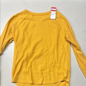 Yellow Long Sleeve Waffle Knit Top